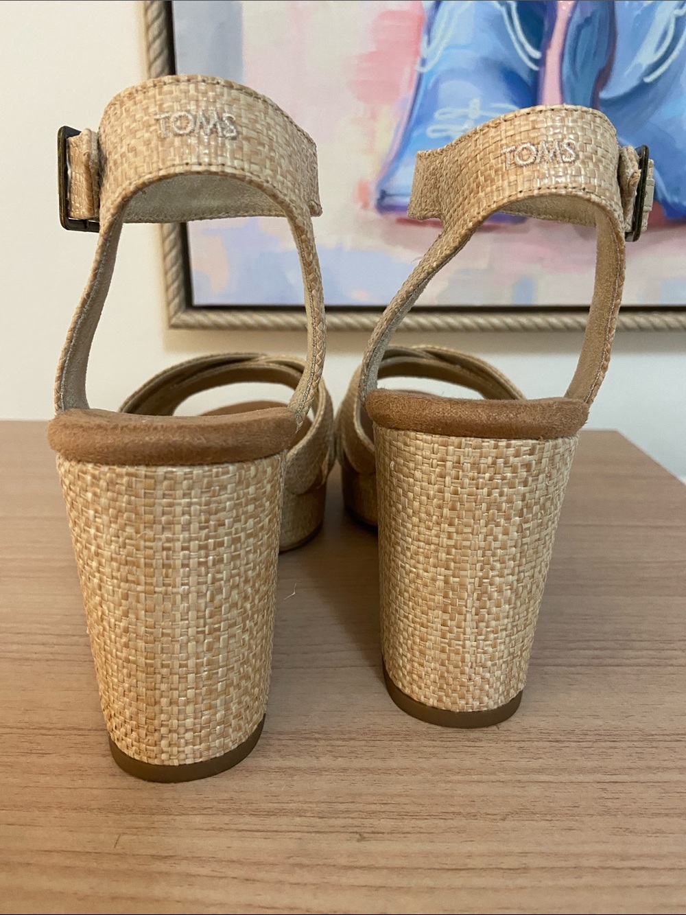 TOMS Majorca Platform Sandal Beige Raffia - Picture 5 of 8